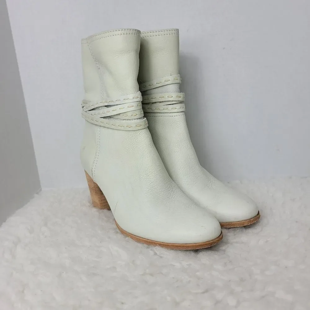 Frye Naomi Pickstitch Womens Size 8.5 B  Italian White Leather Boots